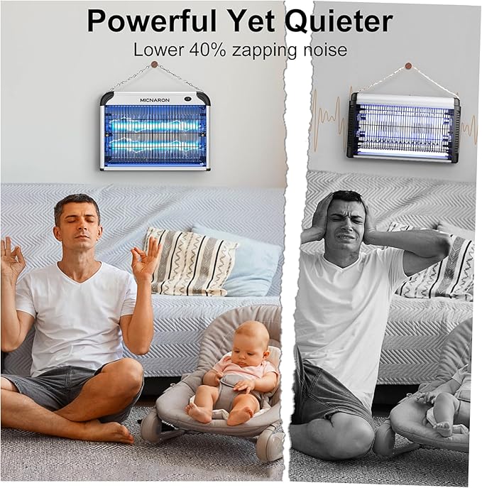 Upgraded 3800V Mosquito Zapper, High-Voltage Electric Bug Zapper Indoor Mosquito Killer Lamp Fly Moth Gnat Traps W/ 2 Replacement Bulbs