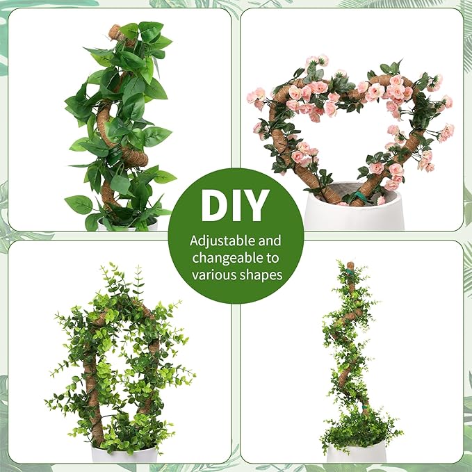 49'' Monstera Plant Support, LveSunny Bendable Moss Pole for Plants Indoor, Large Moss Pole for Climbing Plant, Coco Coir Pole, Fishbone Plant Stakes