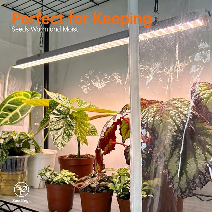 Indoor Greenhouse with Grow Light, Plant Stand with 3 Pack Full Spectrum Plant Lights, 3 Color Modes, Plant Shelf with Tent for Indoor Plant, Seed Starting, Seed Tray, 35.4"x13.8"x59"