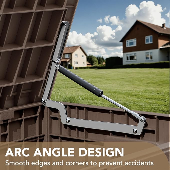 Devoko 85 Gallon Deck Box Lockable Resin Outdoor Storage Box waterproof Outdoor Container for Patio Furniture Cushions, Pillow (Brown)