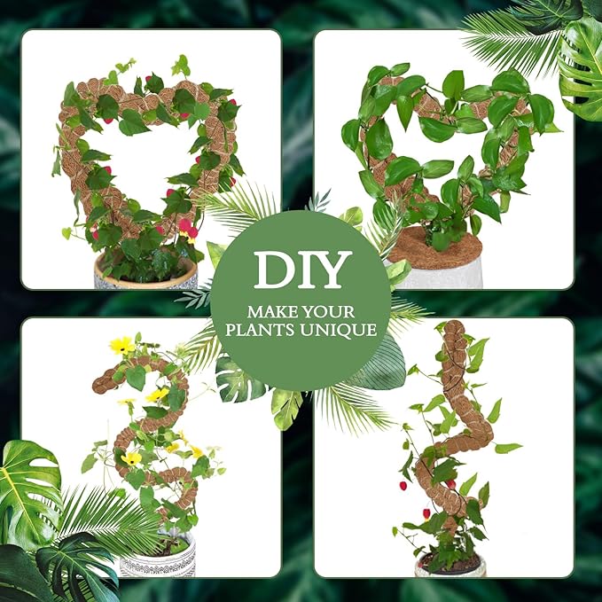 2 Pack 25 Inch Coco Coir Moss Poles for Climbing Indoor Plants - Handmade Plant Support for Creepers to Grow Upwards