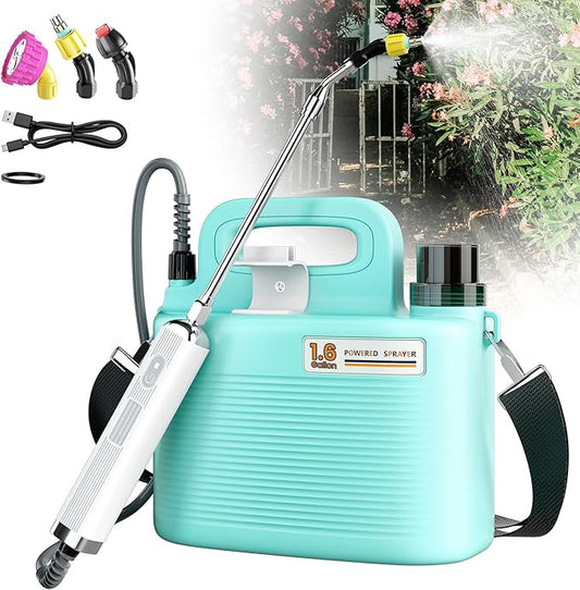 Sprayers in Lawn and Garden - 1.8 Gallon Battery Powered Sprayer with Pump, Telescopic Wand,Water Hose Nozzle - Portable Yard Sprayer for Weed Control, Fertilizing, Watering