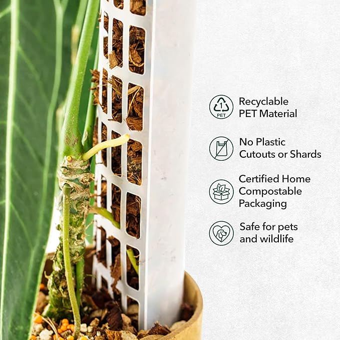 V2 Large GrowPole - Stackable Plastic Moss Poles for Climbing Plants, Monstera Plant Support-Plant Climbing Pole, DIY Plant Stick Support, Works for Philodendron and Anthuriums - 5 Pcs