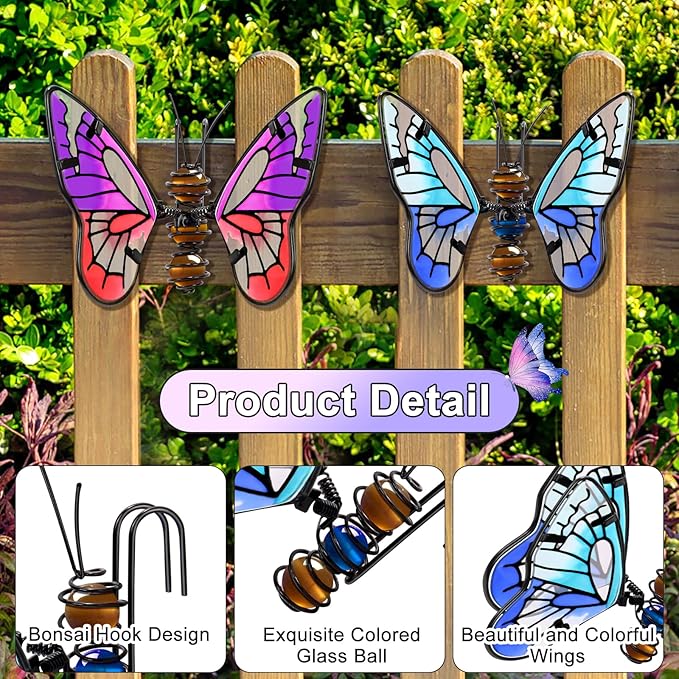 Butterfly Flower Pot Decorations,3Pcs Decorative Hangers for Outdoor Plant Pots, Plant Decoration Landscape Decor Garden Adornment