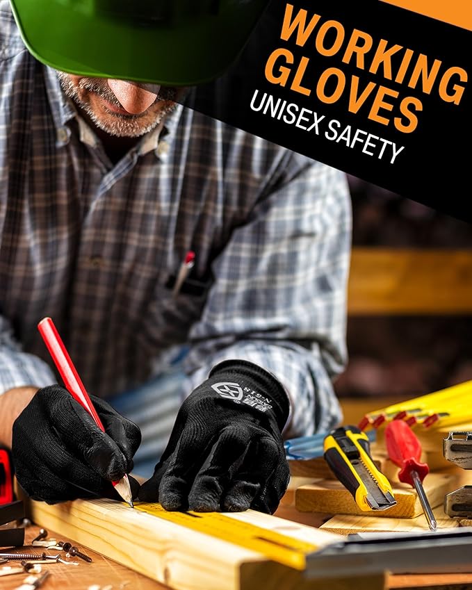 72 Pairs Gardening Work Gloves Bulk for Men Women, Rubber Coated Garden Multipack Safety Construction Glove