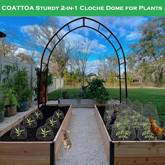 Plant Protector Chicken Wire Cloche 8 PCS, Plant Protectors from Animals, 18.7×12 Inch Large Garden Cloches for Plants, Sturdy 2-in-1 Cloche Dome for Plants, Plant Protectors for Easy Pruning