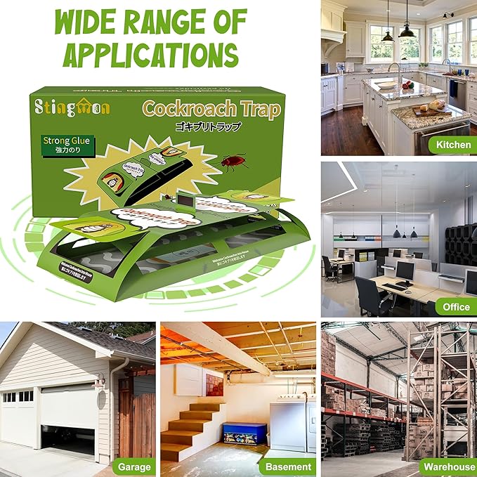 24 Pack Roach Traps Indoor, Sticky Traps for Cockroaches Indoor Home, Sticky Glue Roach Traps, Roach Bait Cockroach Trap for Roach Ants Spiders