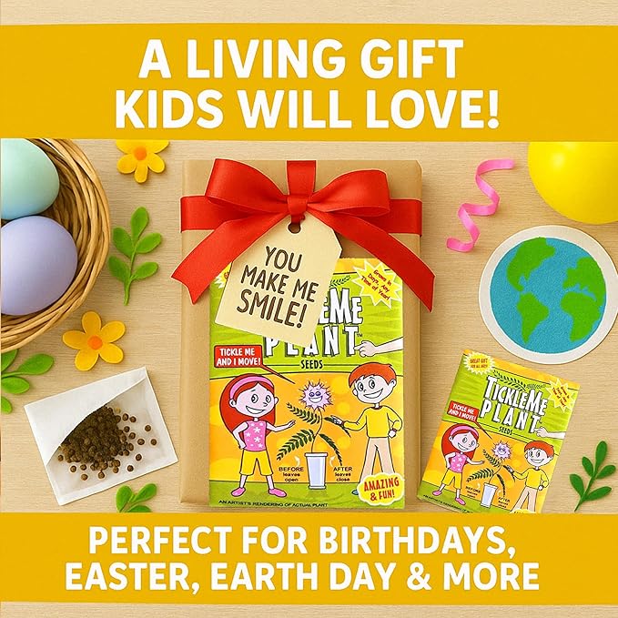 Happy Birthday Mom TickleMe Plant Gift Box Set to Grow A Touch-Sensitive Shy Plant That Closes Its Leaves When You Tickle Or Blow A Kiss | Fun Interactive Grow Kit with Seeds, Pot, Soil, Instructions