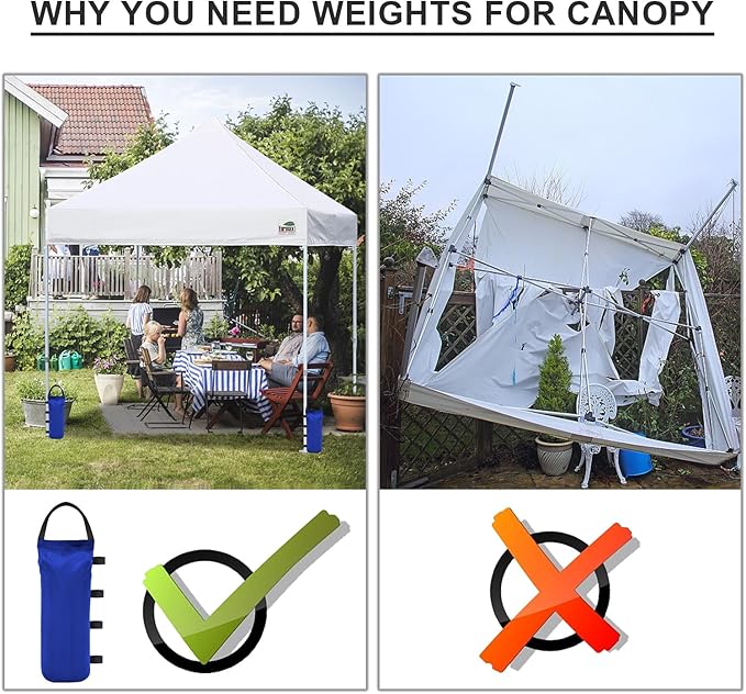 Eurmax USA Weight Capacity 112 LBS Extra Large Pop up Gazebos Weights Sand Bags for Pop up Canopy Tent Pergola Outdoor Instant Canopies,Sand Bags Without Sand, 4-Pack,Blue