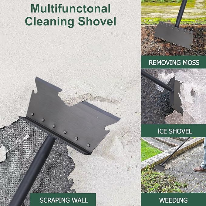 Garden Cleaning Shovel, Ice Scraper, 59 Inch Adjustable Handle Heavy Duty Garden Tool Multifunctional Cleaning Shovel, for Lawn Edging, Scraping, Weed and Ice Removal
