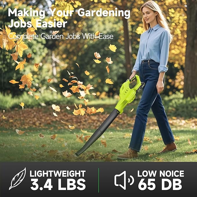 Leaf Blower Cordless, 20V Electric Leaf Blower Cordless with Battery and Charger- 150MPH 3 Speeds 17000RPM Lightweight Battery Leaf Blowers for Lawn Care, Patio Yard Car Leaves and Grass