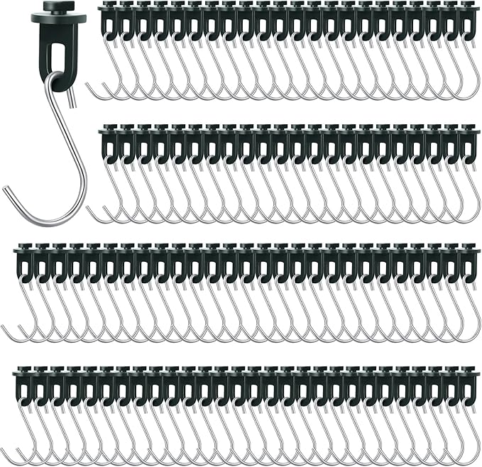 Ripeng 100 Pieces Greenhouse Hooks Hanger Twist Clips Greenhouse Fixing Clips with Stainless Steel S Hooks for Outdoor Garden Hanging Plants Plastic Insulation Netting Shading