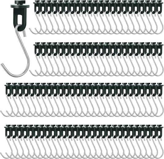 Ripeng 100 Pieces Greenhouse Hooks Hanger Twist Clips Greenhouse Fixing Clips with Stainless Steel S Hooks for Outdoor Garden Hanging Plants Plastic Insulation Netting Shading