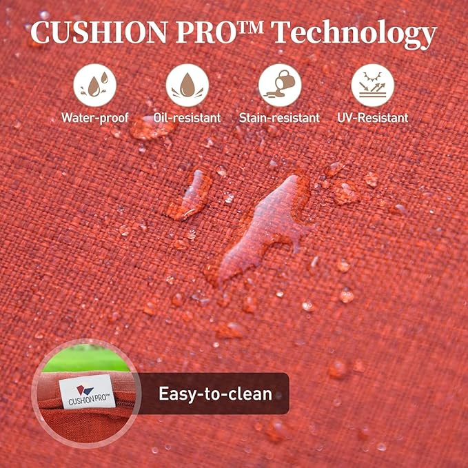 Patio Furniture Set of 2, Rattan Wicker Swivel Chairs with 5.5" Thick Cushions and 35" High Back, Oversized Outside Chairs for Balcony Porch Deck, Red