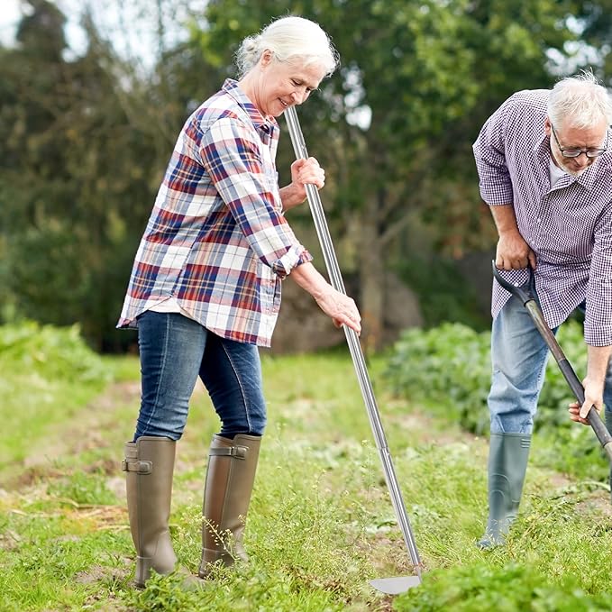 Japanese Weeding Sickle Hoe,57.8''Stainless Steel Standing Weeding Tool,Angular Weed Sickle Garden Tool with Long Handle Adjustable,Japanese Garden Tools for Weeding and Planting