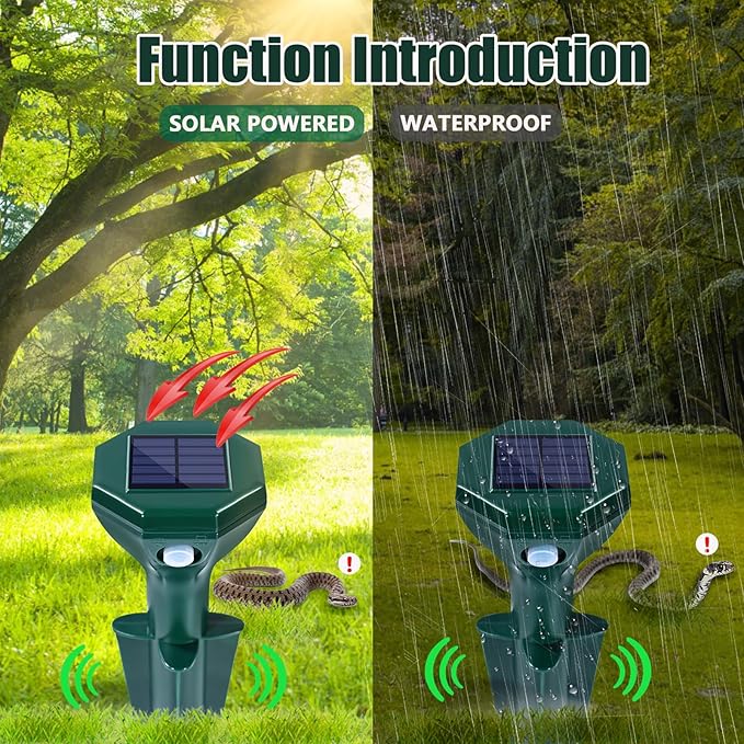 4 Pack-Solar Mole Repeller - Sonic Mole Repeller - Snake Repellent for Yard and Lawn Garden - Mole Repeller - Waterproof Ultrasonic Pest Control Outdoor Keep Mole Away from Yard Lawn (4)