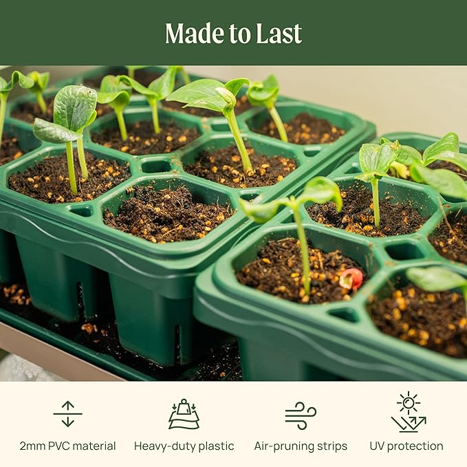 Vego garden Giga Seedling Trays - 4 Pack, 9-Cell UV-Resistant Reusable Starter Trays for Greenhouse/Garden (No Lids)