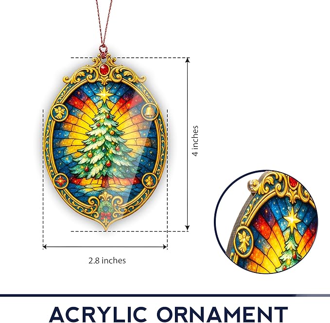 Classic Christmas Tree Ornament – christmas tree ornament – holiday gifts – festive decor – christmas ornament – Suncatcher effect window hanging – Car Hanging