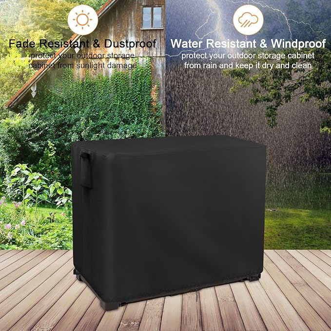 Outdoor Storage Cabinet Cover, 47" x 25.6" x 37.8",Waterproof& Dustproof Cover for Rubber maid Decorative Outside Organization, Protective Covers for Patio Storage Shed