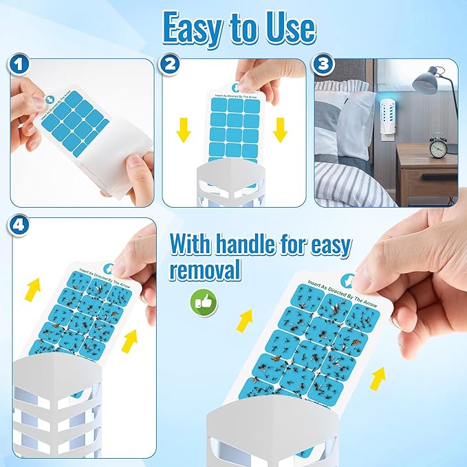 Qualirey 12 Pack Flying Insect Trap Refill Compatible with VEYOFLY Fly Trap LAMP Refill-VF02, Glue Board Bug Catcher, Replacement Sticky Glue Cards for Indoor Mosquito Gnat Fly & Other Bugs (Classic)