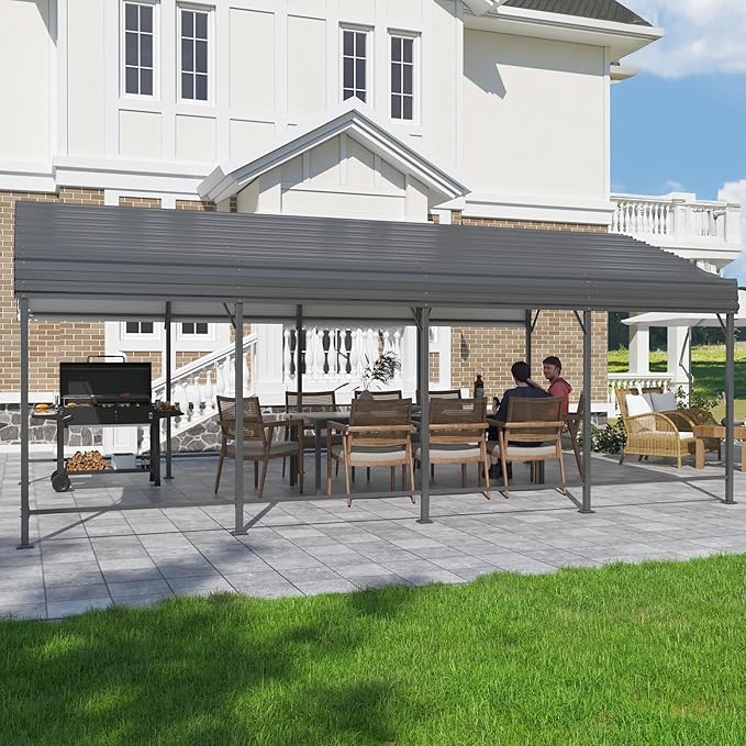 12x20 Metal Carport Carports with Enhanced Base Heavy Duty Garage Outdoor Galvanized Car Shelter for Car, Boats and Truck