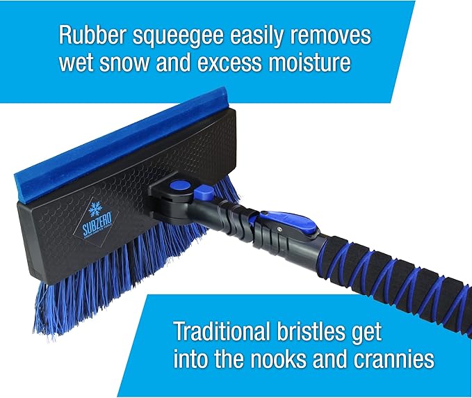 SubZero 14450 54” Power-Force Snow Broom and Ice Scraper Bundle for Car, Jeep, SUV, Truck
