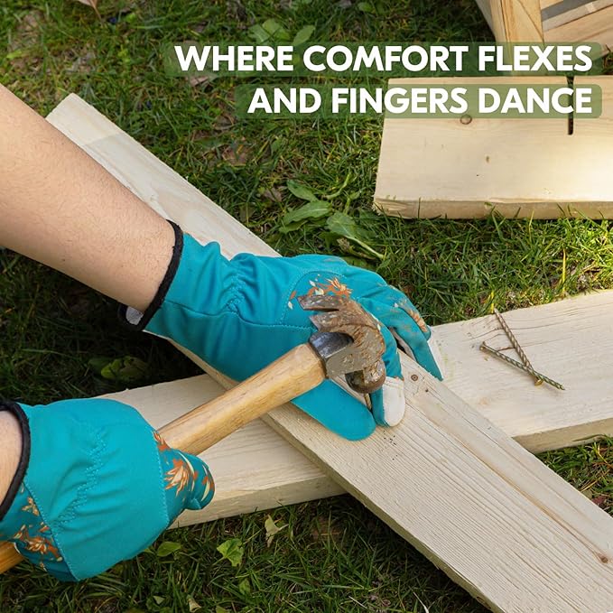 Vgo... Women Gardening Gloves Premium Goat Leather Work Gloves Thornproof for Pruning,Outdoor Activities(GA7454/GA3561)