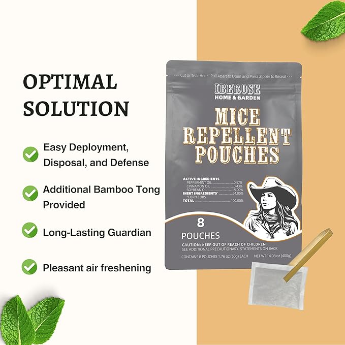 Mouse Repellent Pouches: Naturally Repel Mice with Peppermint Oil from Nesting & Keep Rodents Out of Car/Garage/RV - Extra-Strength Rodent Deterrent