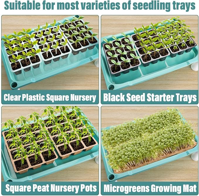5-Tier Seed Stand with 5 Trays, Seed Starting Rack Propagation Rack Kit for Stackable Seedling Tray Seedling Staging Table for Indoor Outdoor Growing(Blue)