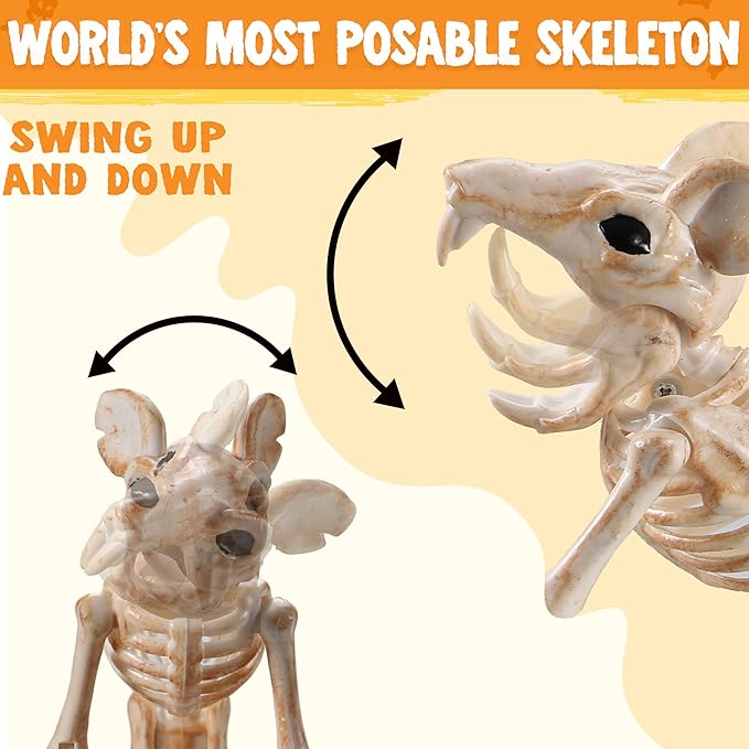 JOYIN 2 PCS Rats Skeleton Halloween Decoration 11 Inch Long Small Animal Skeleton Plastic Mouse Bones for Yard Garden Lawn Patio Graveyard Haunted House Halloween Party Favors Decor