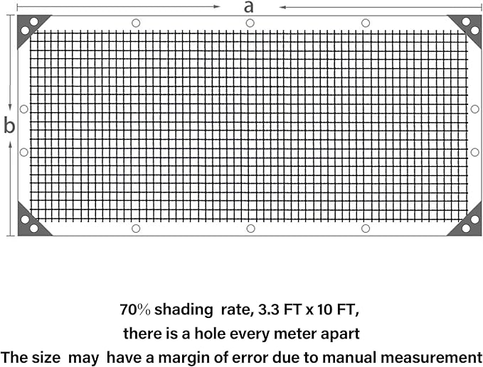 winemana 70% Black Shade Cloth, 3.3 x 10 FT Garden Mesh Tarp for Plants Heat Protection with Grommets, Sunshade Plant Cover for Greenhouse, Barns Kennel, Outdoor Netting Screens for Patio & Porch