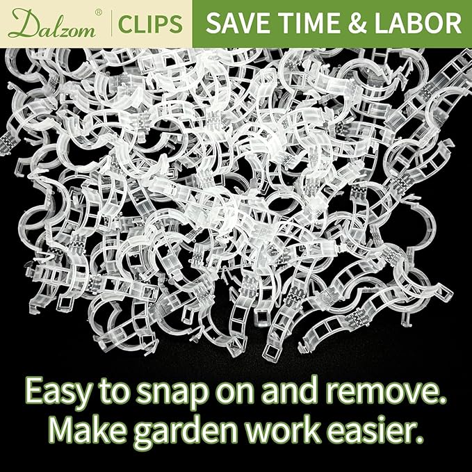 Dalzom® 300Pcs Tomato Clips, Plastic Trellis Clips Plant Support Clips, Plant Clips for Support, Grape Vine, Tomato Vine, Vegetables Plants, Garden Clips to Grow Upright Makes Plants Healthier