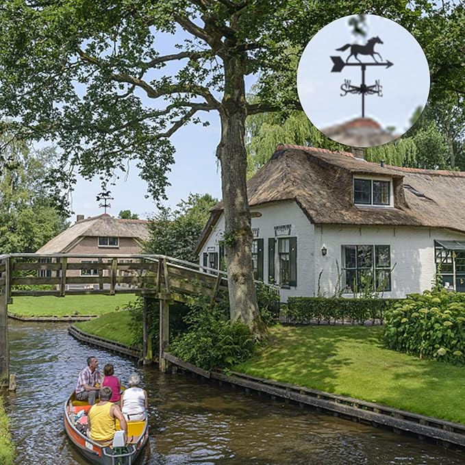 SUPERDANT 1 PCS Weathercock Galloping Horse Ornament Wind Vane Weathervanes Metal Weather Vane for Garden Decor Farmhouse Decorative Outdoor Garden Wind Measuring Tool