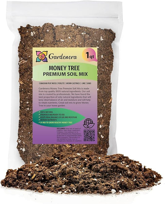 Money Tree Potting Soil Mix for Planting or Repotting Guiana Chestnut, Soil Blended to Properly Grow Money Tree Plants - (1 Quart Bag)