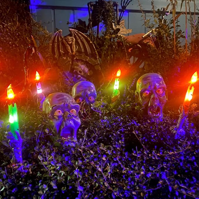 Halloween Decorations, 6 Pack Candle Skull Hand Candle Holder, Collapsible Halloween Decor Waterproof Indoor and Outdoor Party Home Garden Porch Ghost Decoration