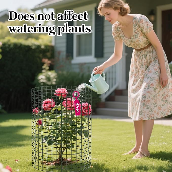 8 Pack 24'' x 12'' Large Wire Plant Protector from Animals, Metal Plant Wire Cage Chicken Wire Cloche with Ground Stakes , Labels and Nylon Tie to Keep Animals Out, Garden Protection Bunny Barricade