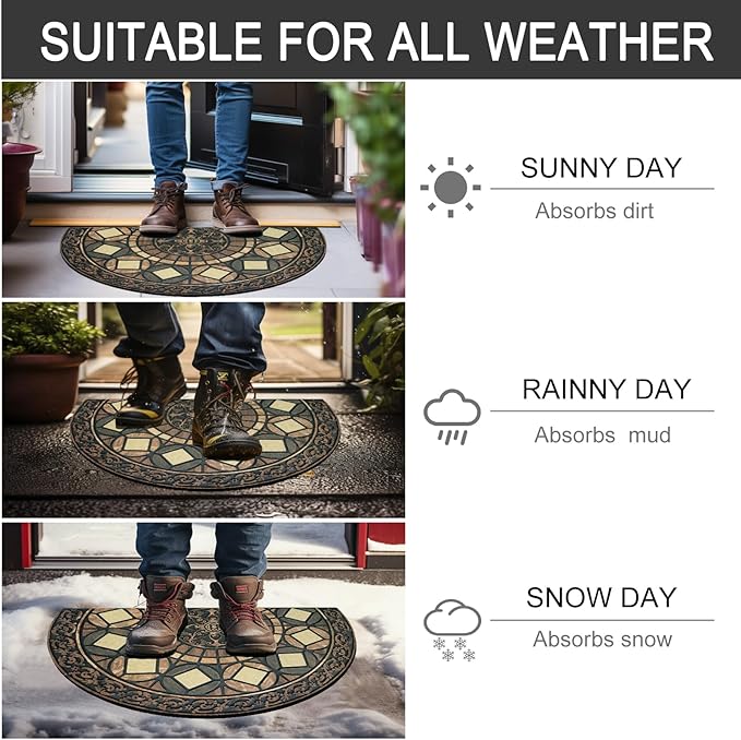 CHICHIC Entrance Door Mat Large 24 x 36 Inch Entry Way Doormat Front Door Rugs Outdoors Heavy Duty Welcome Mat Non Slip Rubber Back Low Profile for Garage, Patio, High Traffic Area, Coffee