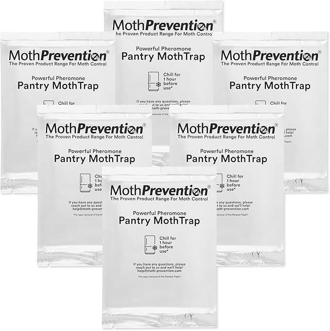 Powerful Pantry Moth Traps Pack of 6 | Moth Killer with Pheromones | Kitchen Moth Trap for Your Home | Maximum Pheromone Dispersal | No Odor