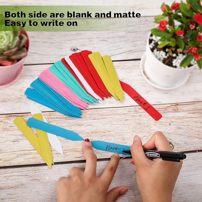 Plant Labels 500Pcs 4 Inch Plastic Plant Name Tags for Seedlings Garden Labels Markers Nursery Plant Tags Seed Labels for Outdoor Garden Plant Label Stakes with Permanet Marking Pen (Mix-Color)