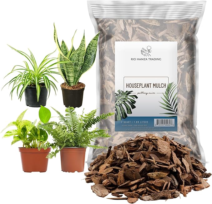 Houseplant Mulch (2 Quarts), Small Bark Wood Chips for Indoor, Patio, Potting Media, and Much More!