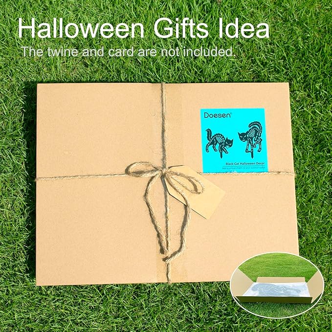 Halloween Decorations Outdoor Black Cat, Metal Black Cat Halloween Decor, Scary Cats Silhouette with Glow in Dark Eyes, Rust-Proof Lawn Decoration Yard Stakes for Family Home Party Garden Décor