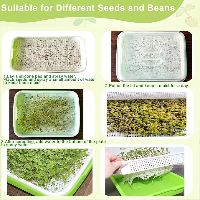 16pcs Germinating Growing Sheets,Hydroponic Growing Silicone Mats. Fit for Plant Germination Tray and Mesh Sprouting Trays,Trays NOT Included (8.26 * 78")