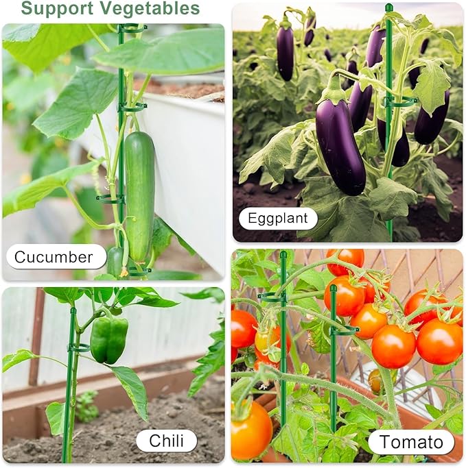 Plant Stakes 17 inch 10Pcs SupKing Support Stick Orchid Stakes with Clips Garden Plant Poles Extended to 3/4/5ft for Indoor Outdoor Potted Tomato Rose Amaryllis Vegetables Monstera Comes with 20 Ties