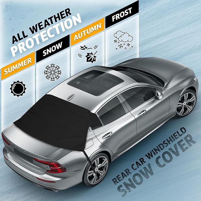 EcoNour Rear Windshield Cover for Ice and Snow | Car Back Window Snow & Frost Cover | Complete Protection from Snow and Other Winter Debris | Winter Car Accessories for Sedan, SUV & Van | Medium