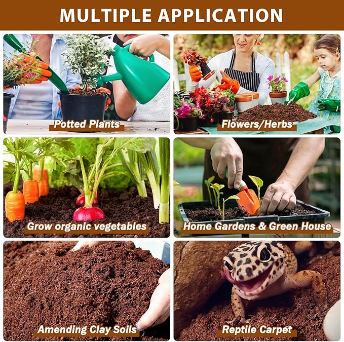 Legigo Pack of 10 Organic Coco Coir Bricks- 100% Natural Compressed Coco Peat Brick Coconut Fiber Substrate with Low EC&pH Balance, Plant Soil Enhance Root Growth for Herbs, Flowers, House Plants