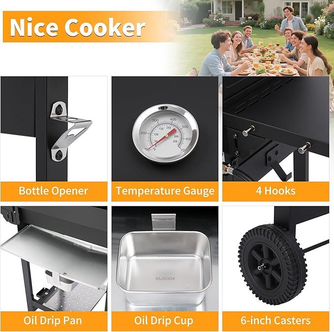 3-Burner Propane Gas Grill with Cast Iron Grates, 252 Sq. In. BBQ Grilling Space, Foldable Side Shelves for Portable Outdoor Patio Camping, Black