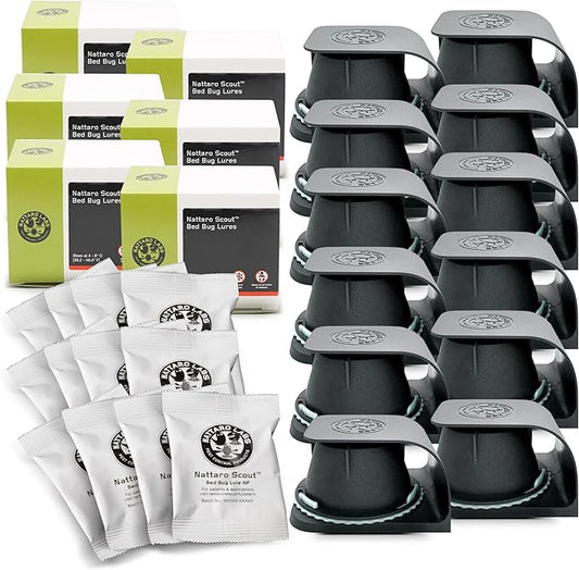 Scout Bed Bug Detection Trap – Non-Toxic Early Monitoring Solution with Patented Pheromone Technology, Includes 12 Bed Bug Detection Traps, Replaceable Lures and User Guide