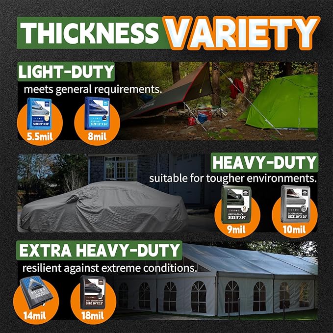 RAINDEWAY Tarps 8x12 Feet,12 Mil Sunshade Striped Tarp Waterproof,Multipurpose Poly Tarp Cover with Grommets and Reinforced Edges,Red/White Tarps