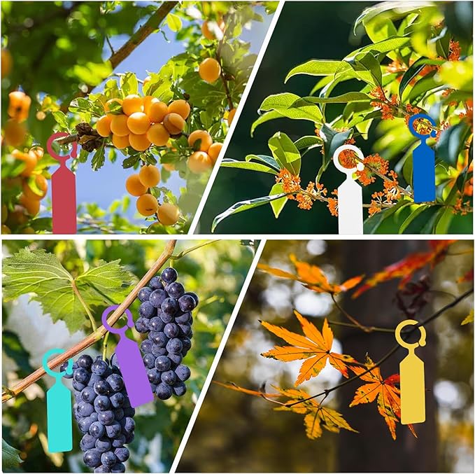 Plant Labels Yuanling 100Pcs Plastic Waterproof Plant Tree Tags Nursery Garden Markers for Indoor Outdoor Gardening Plants Vegetables Flowers Potted (Mixed 10 Colors with 1 Marker Pen)