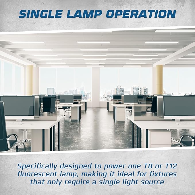 Replacement for Keystone KTEB-120-1-TP-EMI 1 Lamp T12 Electronic Fluorescent Ballast | 120V Input with Instant Start Operation | 0.90 Ballast Factor, UL-Approved
